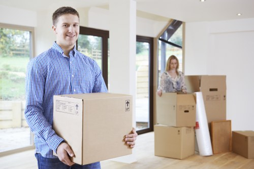 Commercial move with boxes and office items for a Hackney business