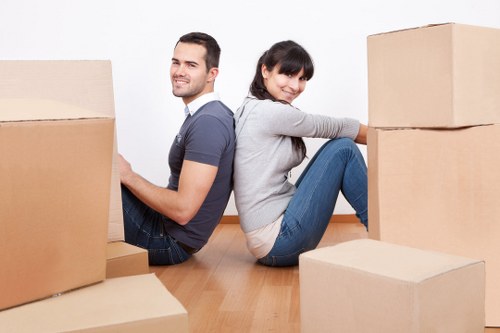Removal van arriving for a scheduled home move