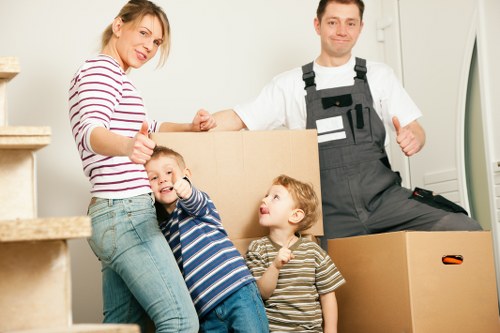 Packed household items ready for a home move in Hackney